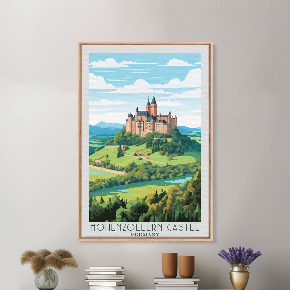 Hohenzollern Castle Germany Hilltop Fortress Green Valley Retro Poster - Image 4