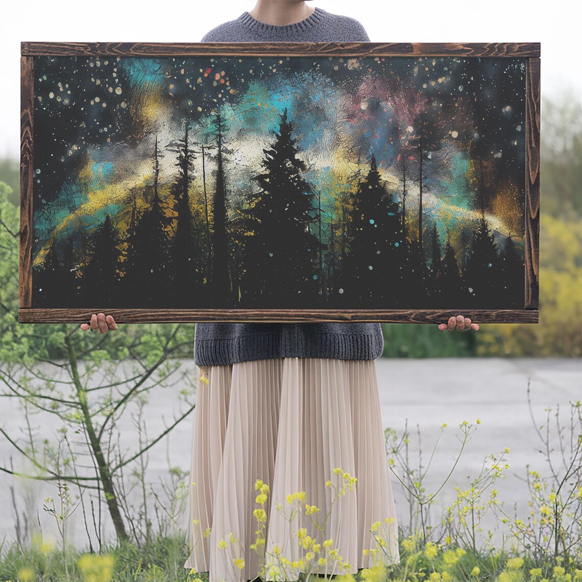 Pine Tree Forest Landscape Art Print - Image 2