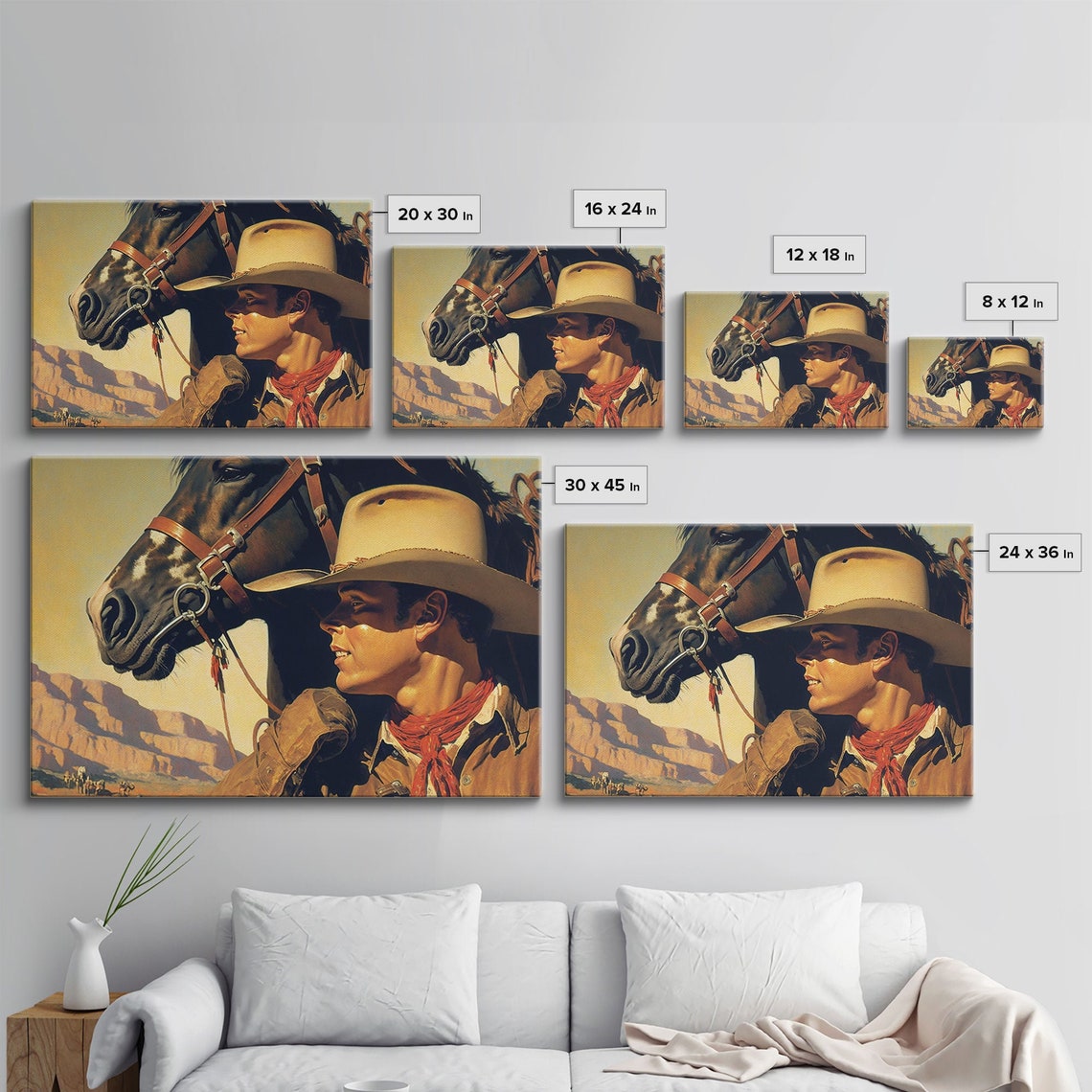 Young Cowboy With Horse Desert Canyon Vintage Western Poster - Image 2