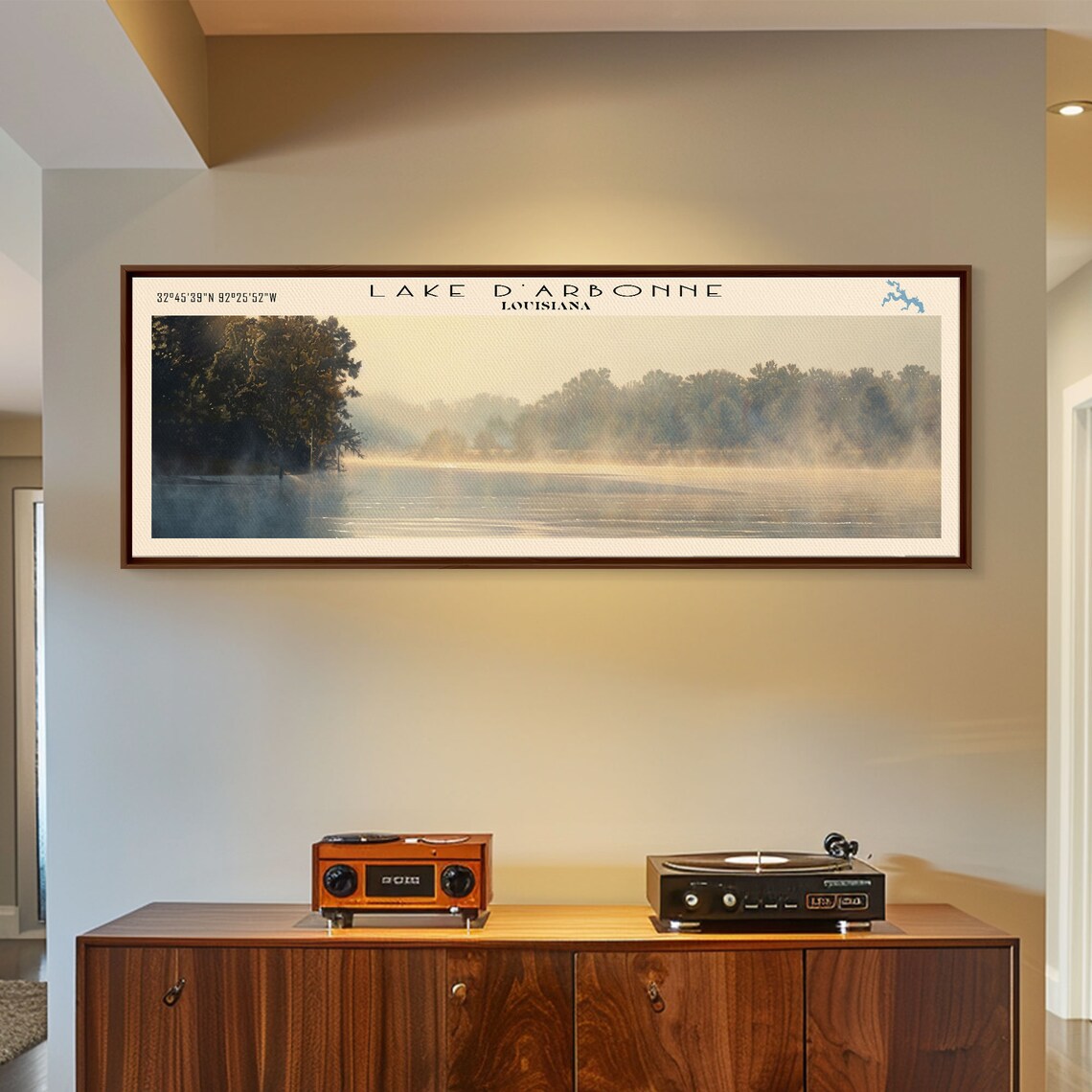 Lake D'Arbonne Louisiana Golden Morning Fog Cypress Glow Travel Poster - Image 3