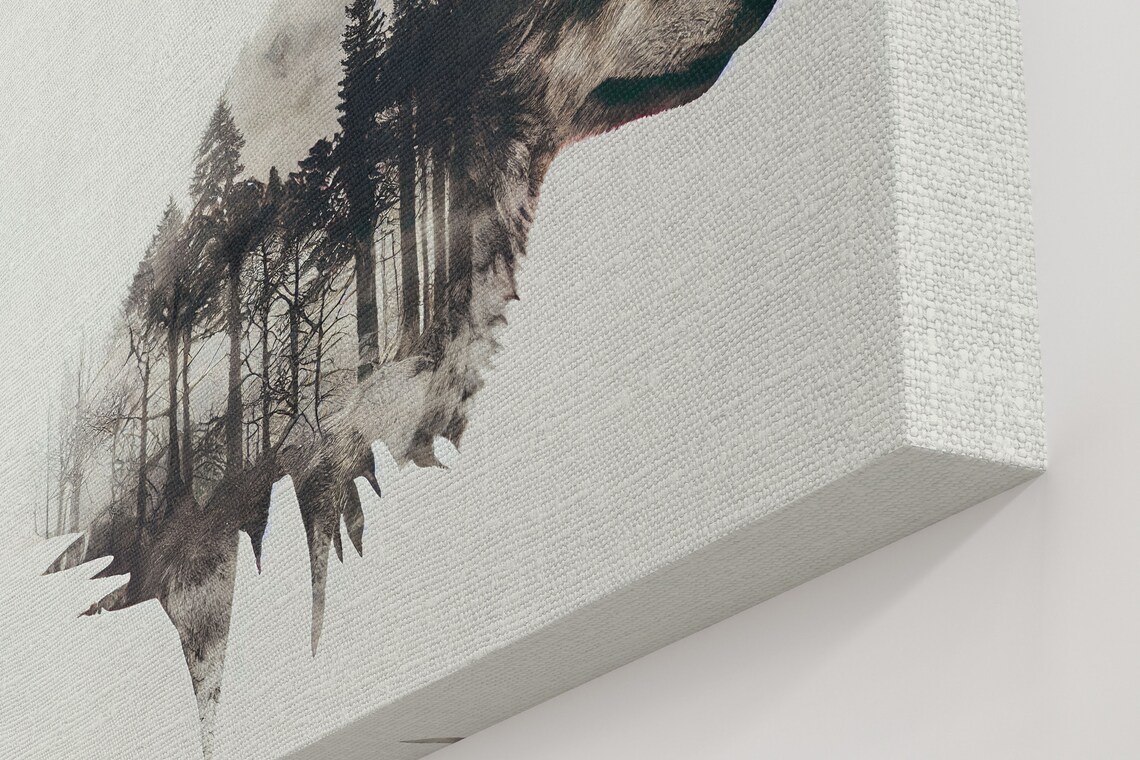 Timber Wolf And Forest Double Exposure Art Print - Image 2