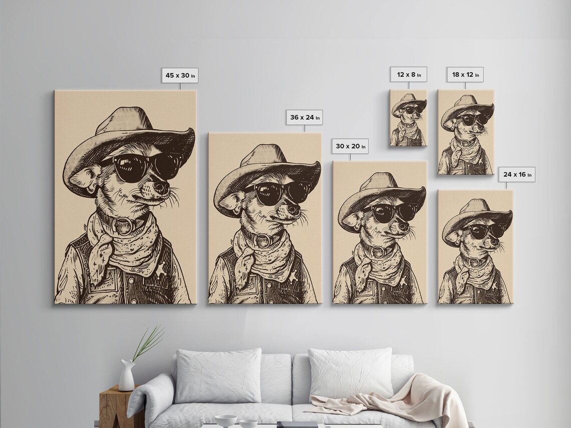 Cowboy Sheriff Chihuahua Art Print, Western Decor - Image 2