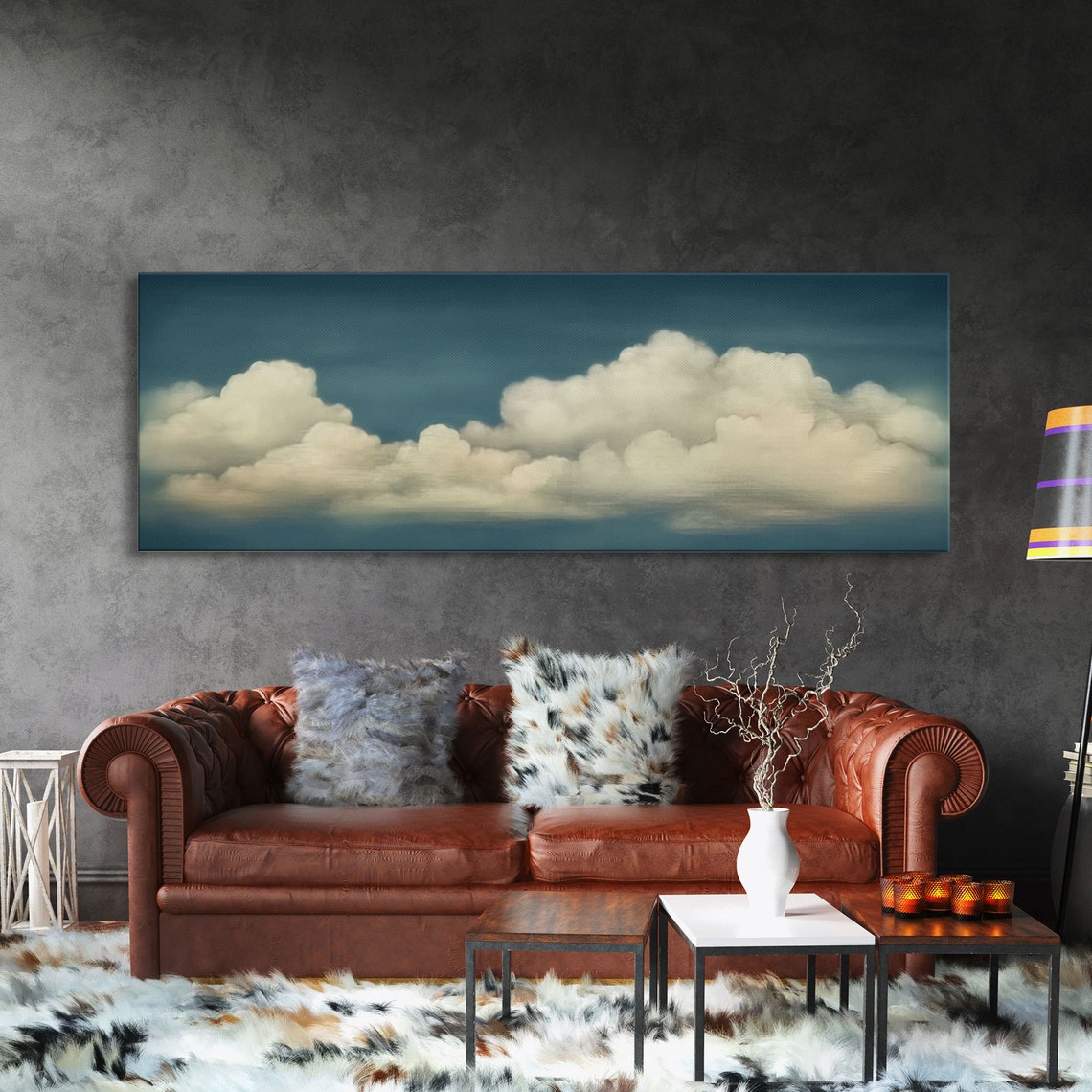 A Cloudy Day Wide Format Clouds Wall Art Panoramic Print Framed Print Panoramic Framed Cloudy Art Print - Image 3