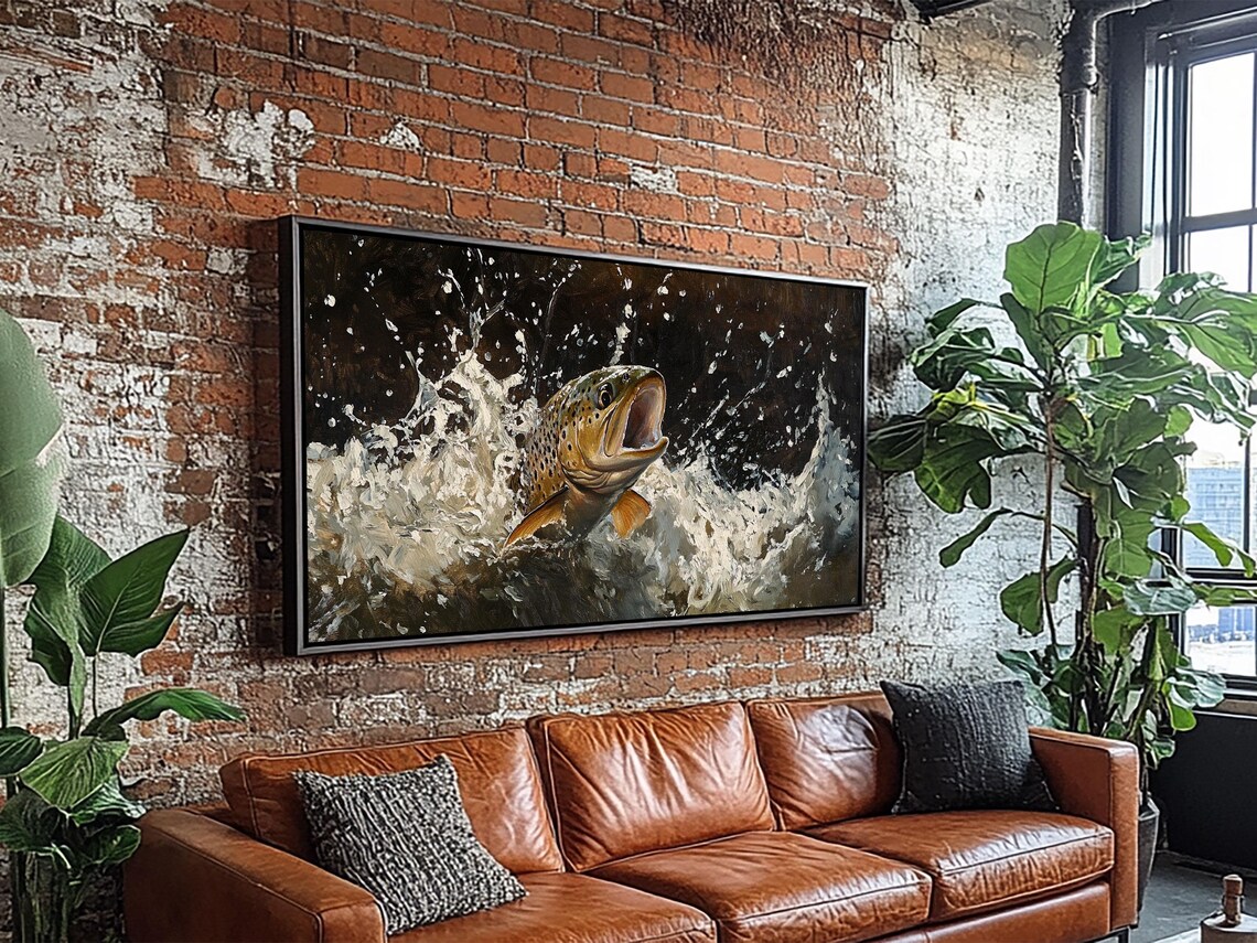 Rustic Trout River Scene Art Print, Cottagecore - Image 6