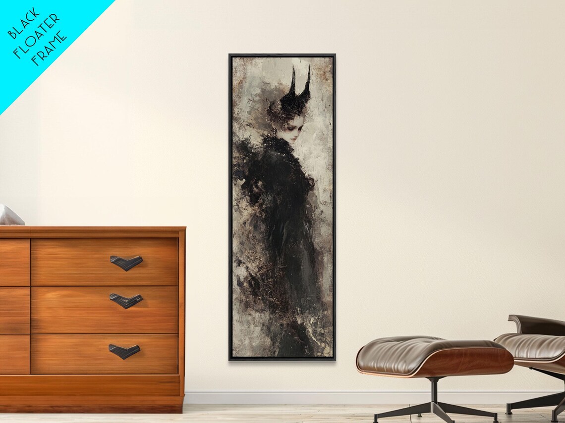 Gothic Woman Horned Headdress Dark Victorian Portrait Moody Poster - Image 4