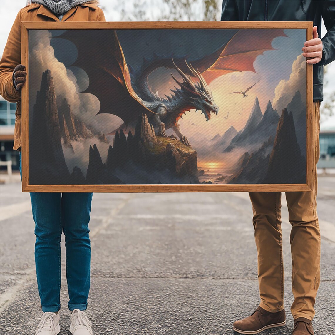 White Dragon On A Mountain Top, Fantasy Art - Image 3