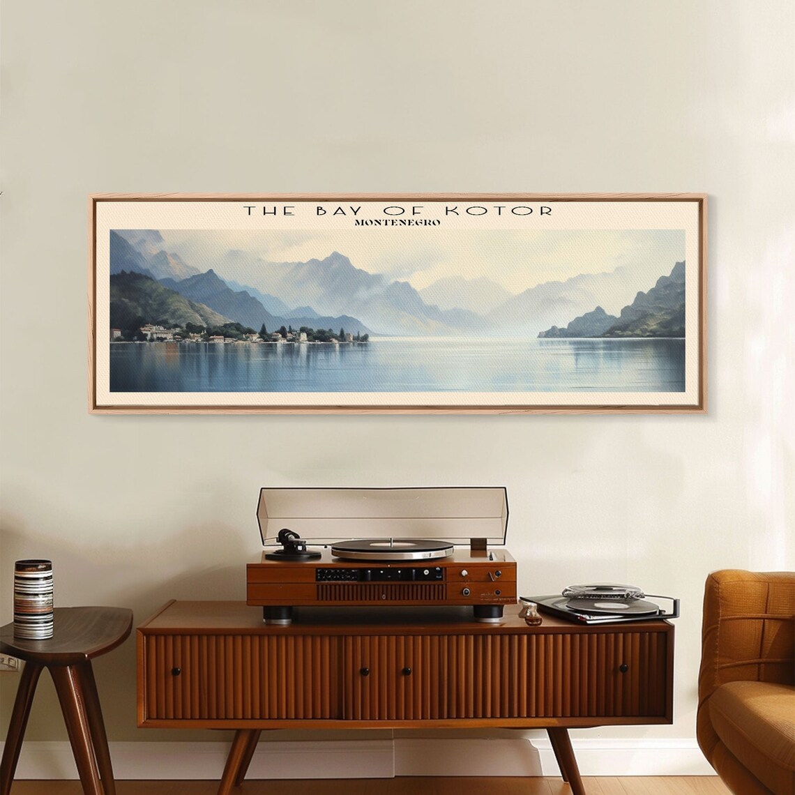 Bay of Kotor Montenegro Calm Bay Misty Mountains Watercolor Poster - Image 4