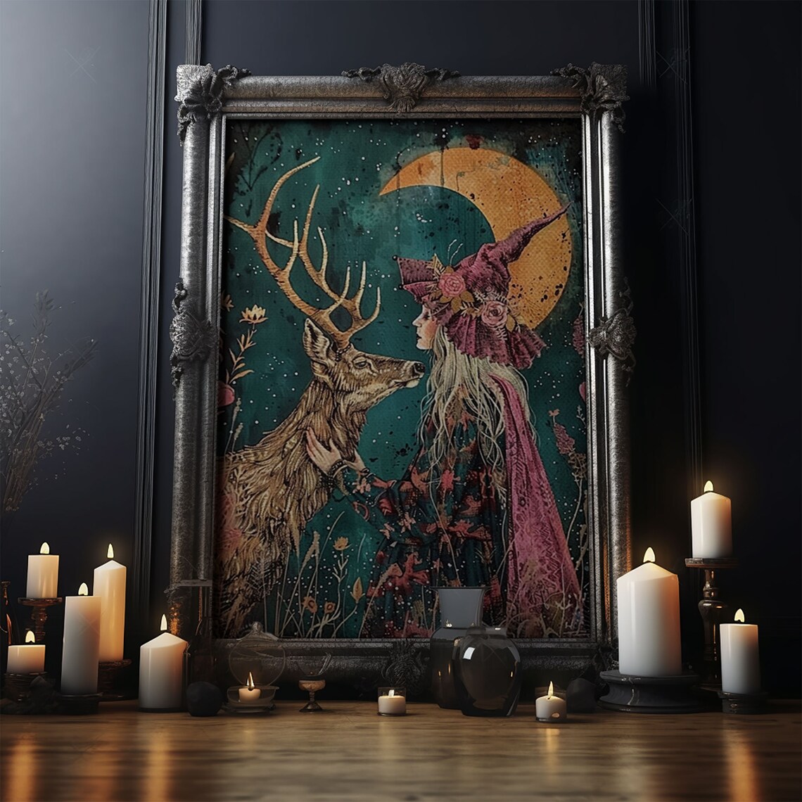 Gothic Witch With Turtle, Dark Forest Art Print - Image 5