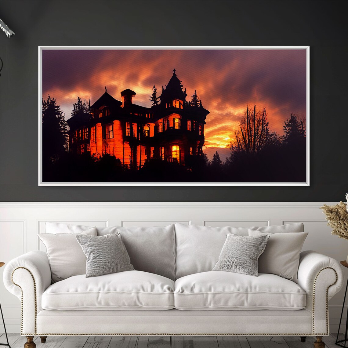Haunted House Halloween Art Print, Night Scene - Image 3