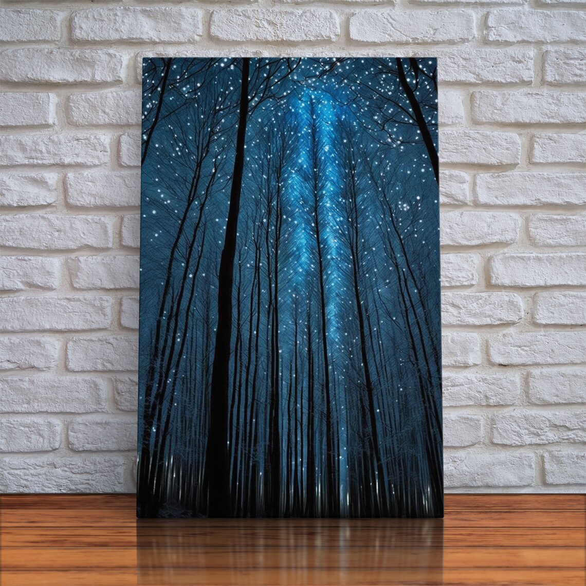 Birch Tree Forest At Night, Boho Minimalist Art Print - Image 4