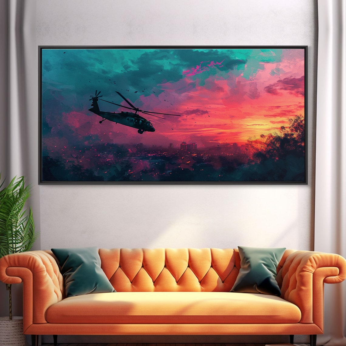 Blackhawk Helicopter City Sunset Sky Military Aviation Poster - Image 5