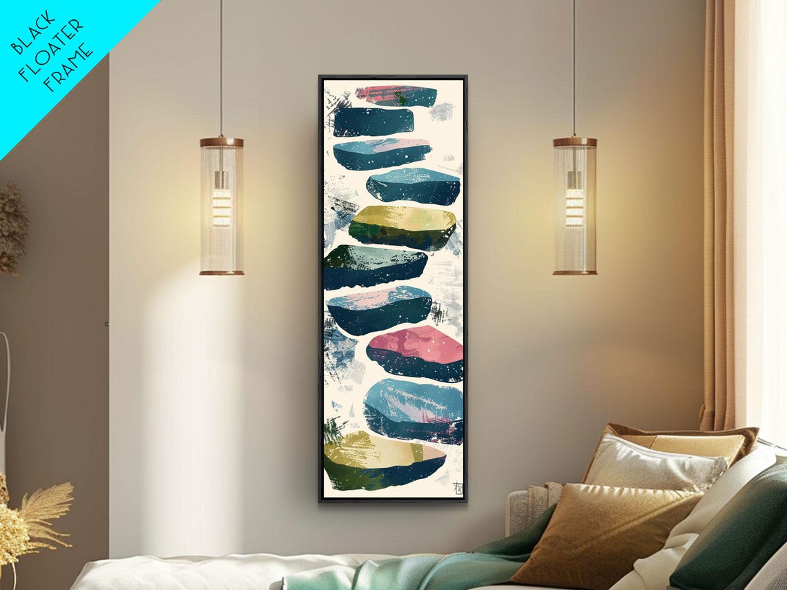 Abstract Colorful Stepping Stones Minimalist Vertical Art Print
