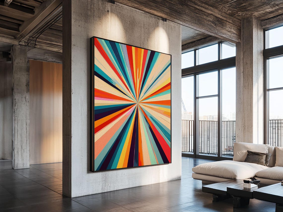 Colorful Starburst Rays Mid Century Modern Abstract Wall Art Poster - Image 5