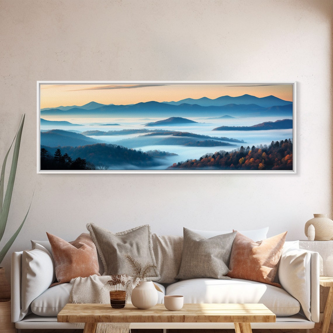 Blue Ridge Mountains Misty Valley Fog Autumn Sunset Panoramic Poster - Image 5