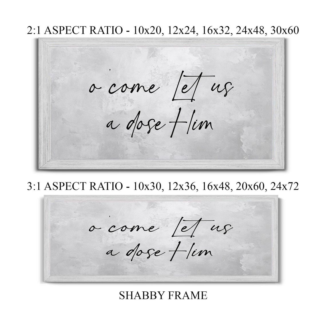 O Come Let Us Adore Him Christmas Carol Script Typography Poster - Image 2