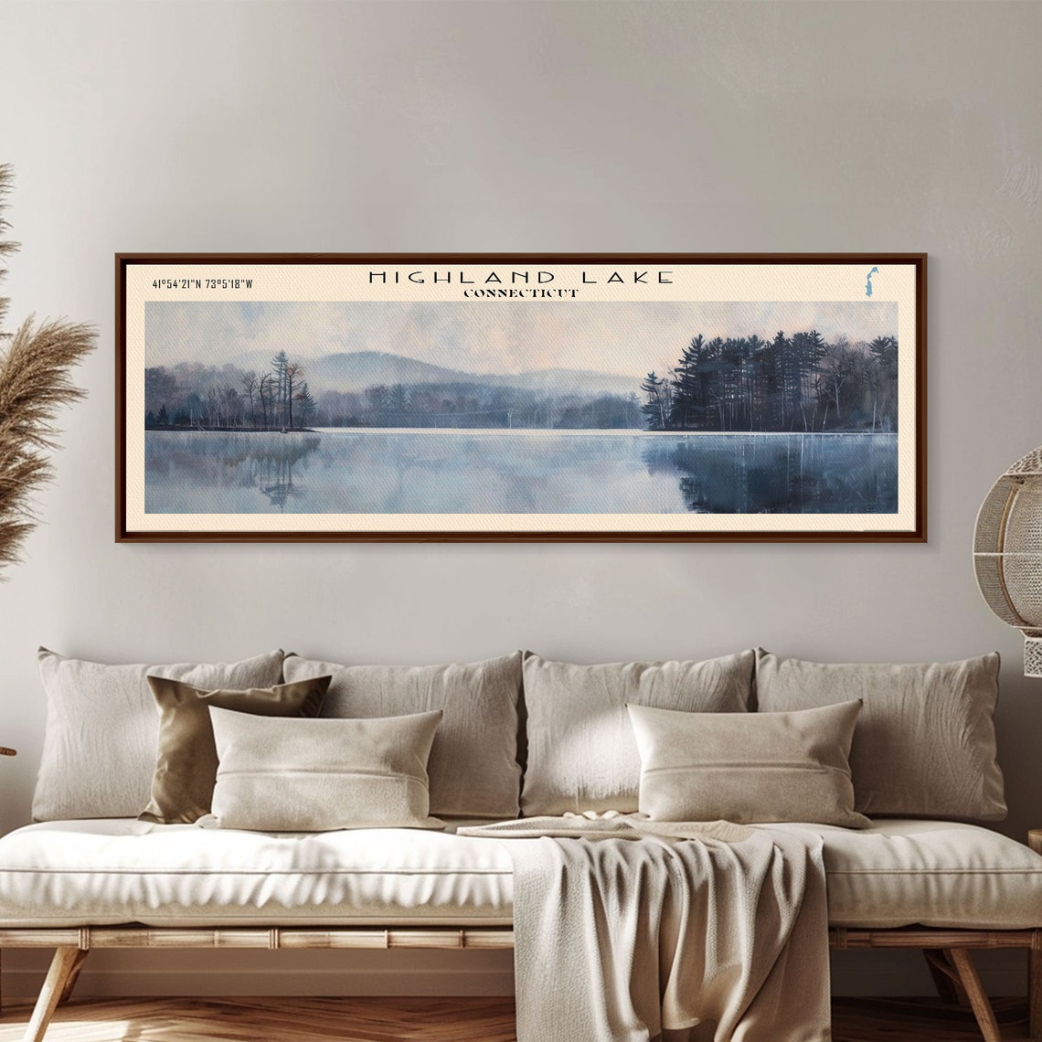 Highland Lake Connecticut Misty Blue Still Water Pine Forest Poster - Image 2