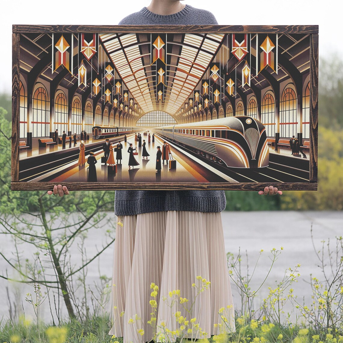 Art Deco Train Station Retro Subway Art Print for Him - Image 2