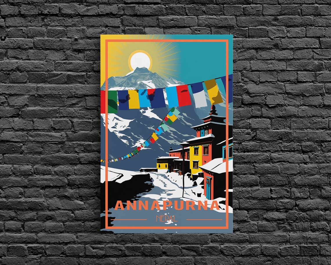 Nepal Poster Annapurna Wall Art Asian Art Print Travel Wall Print Travel Poster Travel Artwork Travel Wall Art Wall Print