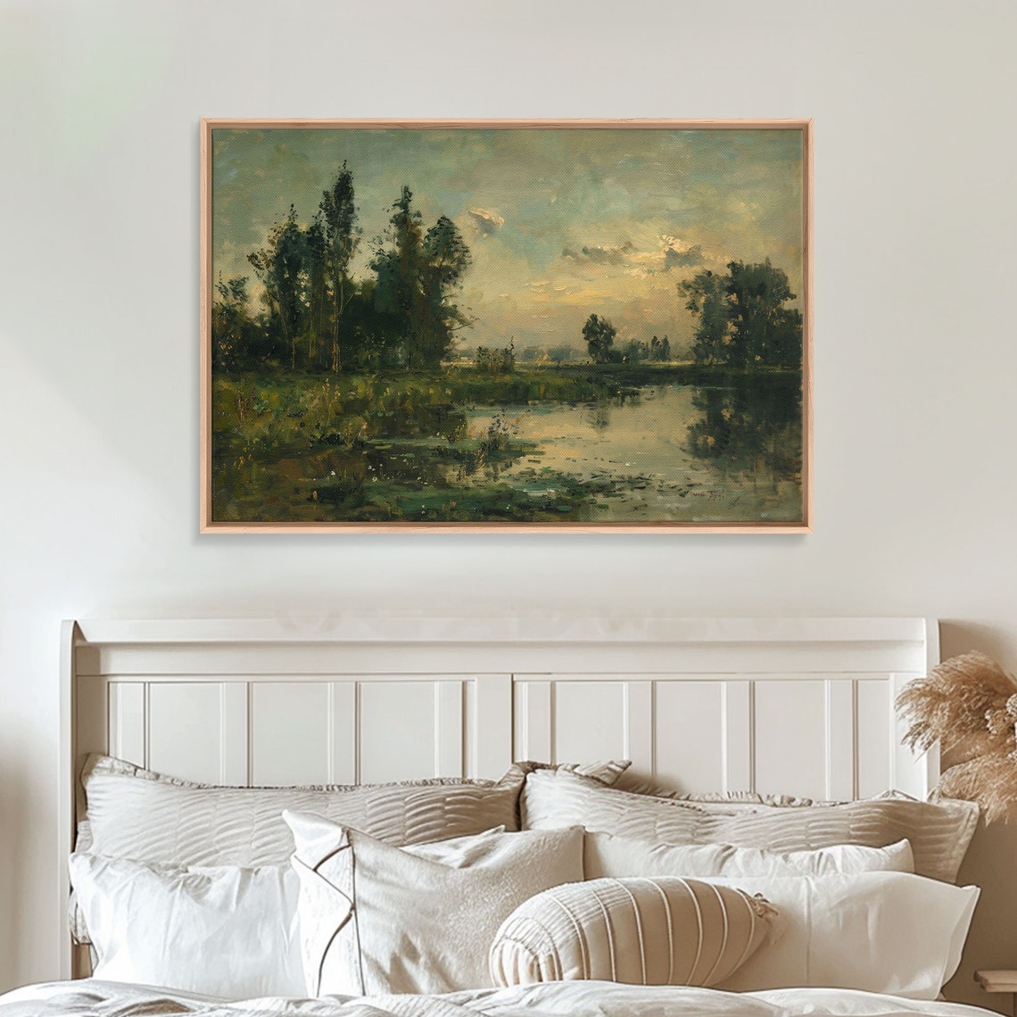 Golden Hour Pond Woodland Reflections Vintage Landscape Poster - Image 3