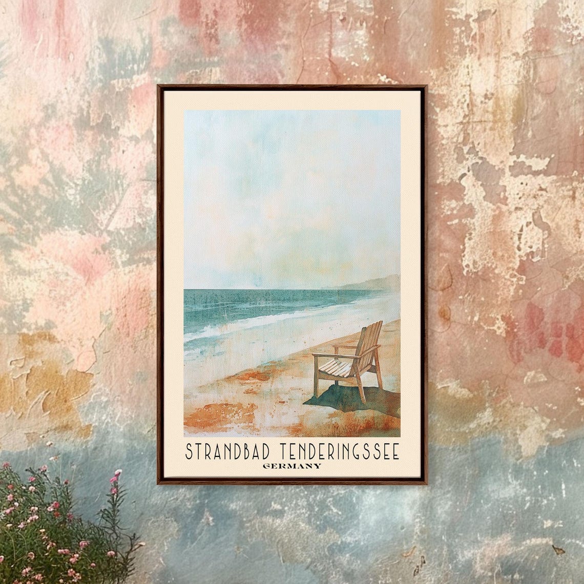 Strandbad Tenderingssee Germany Lone Chair Calm Lake Soft Poster - Image 4