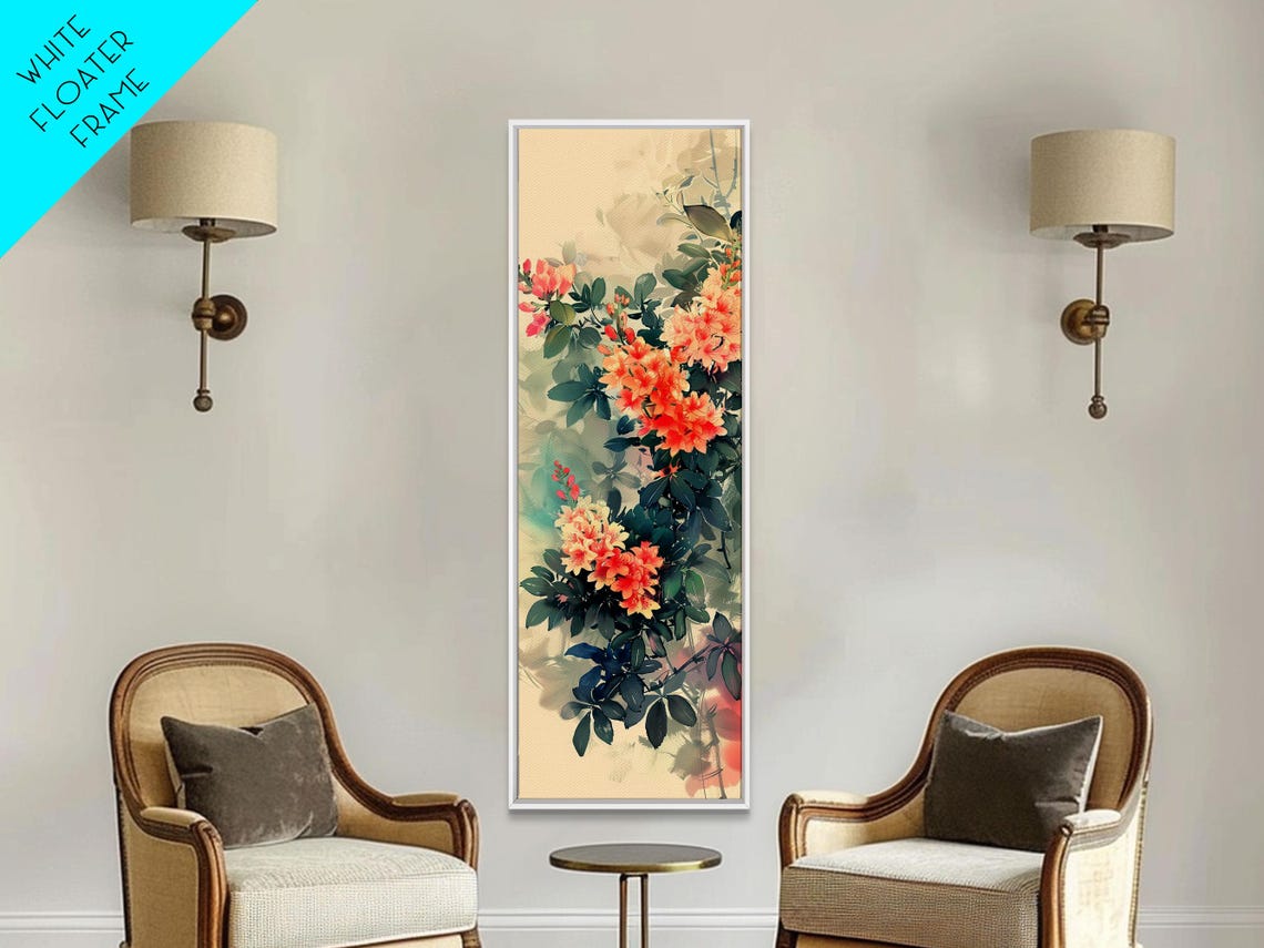 Vibrant Azalea Blossoms Orange Coral Floral Elegant Tall Art Print