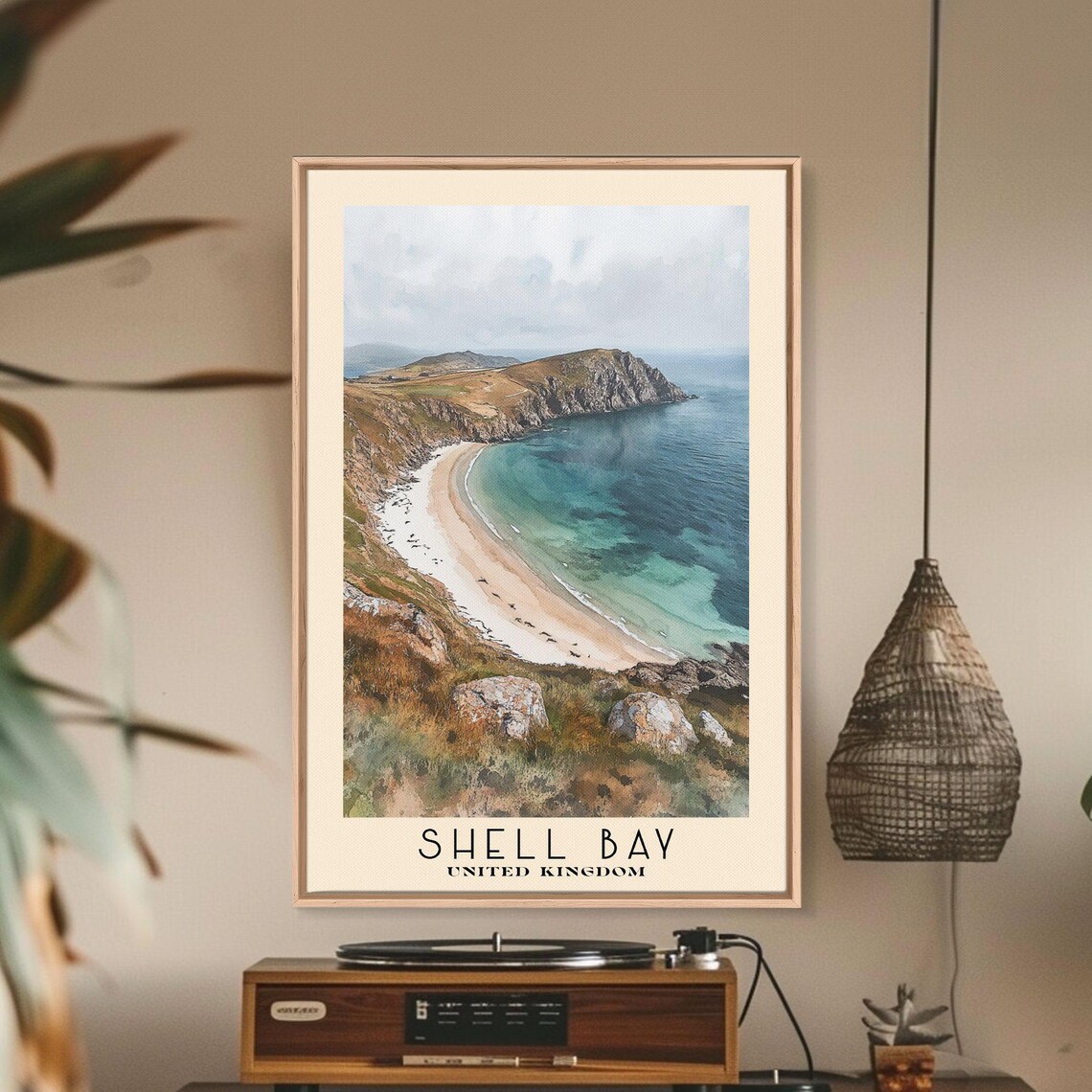 Shell Bay United Kingdom Cliff Coastline Curving Beach Turquoise Sea Poster - Image 3