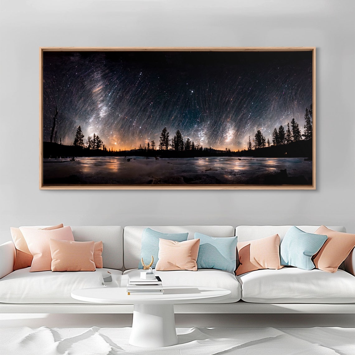 Wall Art Landscape Mountains Nature Painting Prints Minimalist Modern Home Artwork Decoration Night Sky With Stars - Image 5