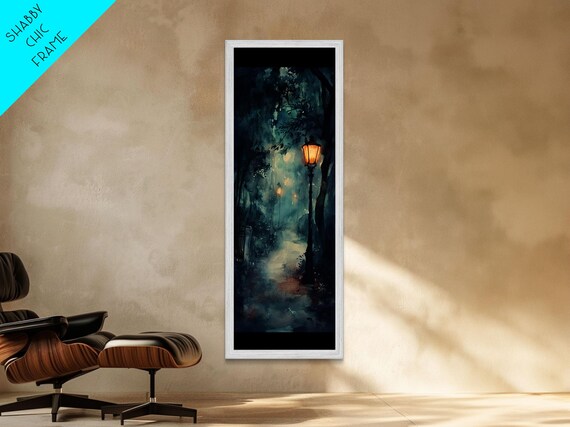 Twilight Walkway Print Featuring Forest At Dusk Painting Cottagecore Wall Art And Skinny Wall Art For Hallway Decor
