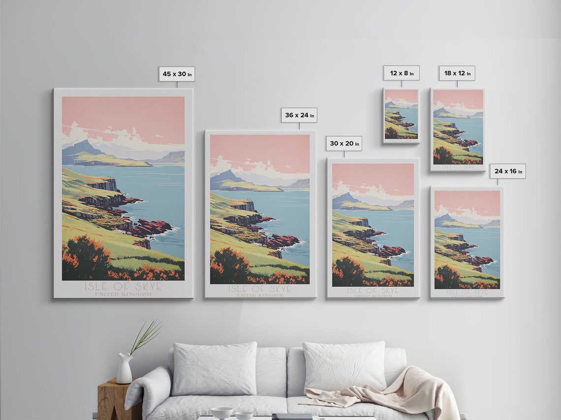 Isle Of Skye Scotland Dramatic Cliffs Pink Sunset Coast Travel Poster - Image 2