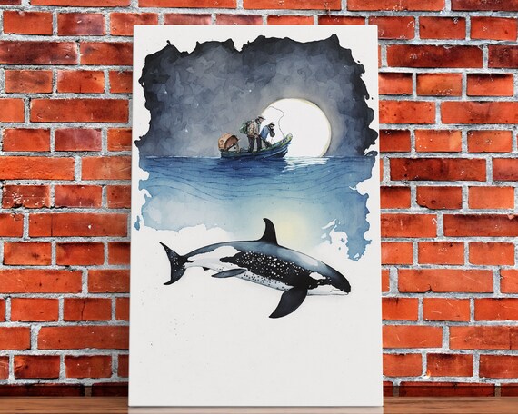 Cute Watercolor Orca Painting Killer Whales Whale Nursery Whale Art Whale Print Orca Whale Beach Decor Watercolor Animal Prints