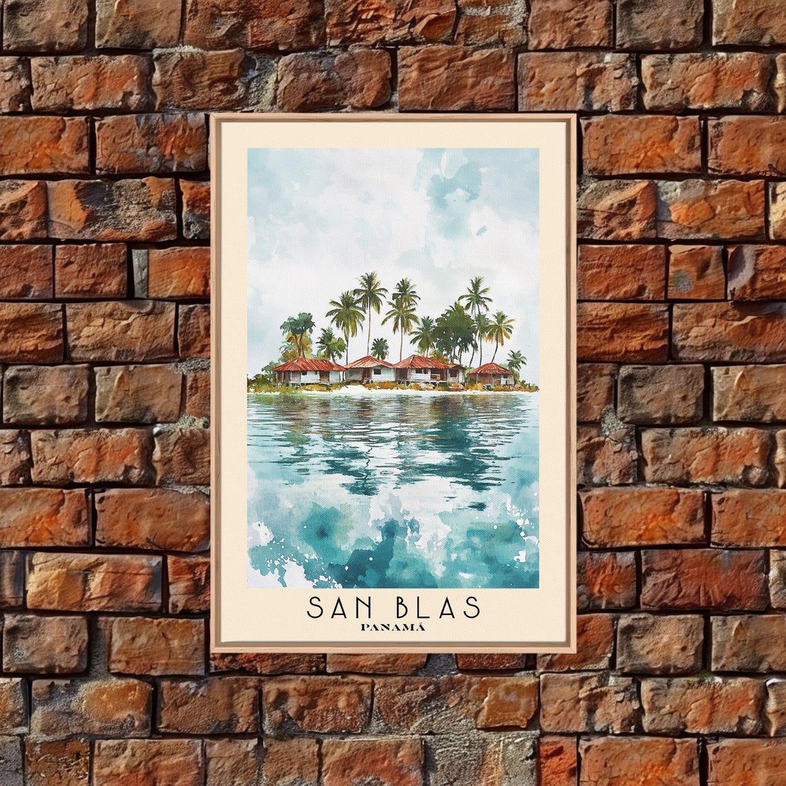 San Blas Panama Palm Island Huts Turquoise Caribbean Water Poster - Image 5