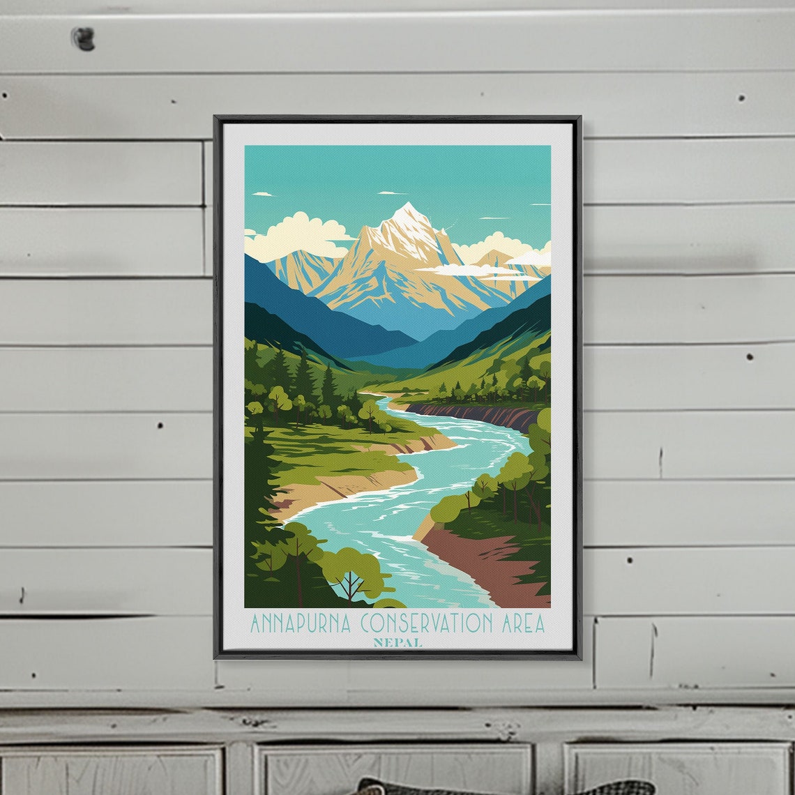 Annapurna Conservation Area Nepal Snowy Peak River Valley Poster - Image 5