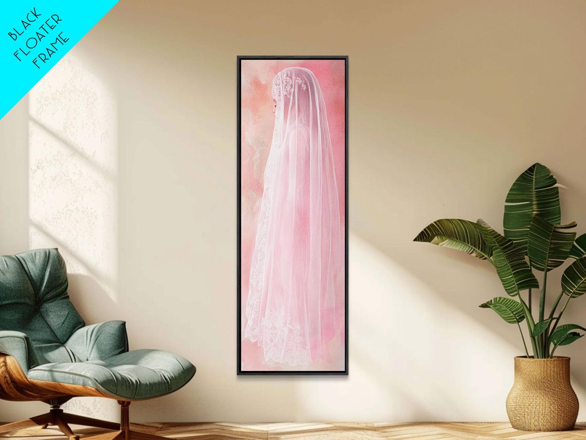 Delicate Bridal Veil Pink Watercolor Romantic Feminine Wall Poster - Image 3