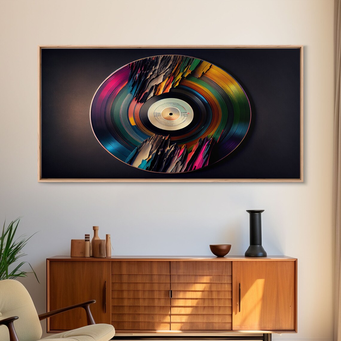 Synthwave Vinyl Record Art Print, Music Room Decor - Image 6