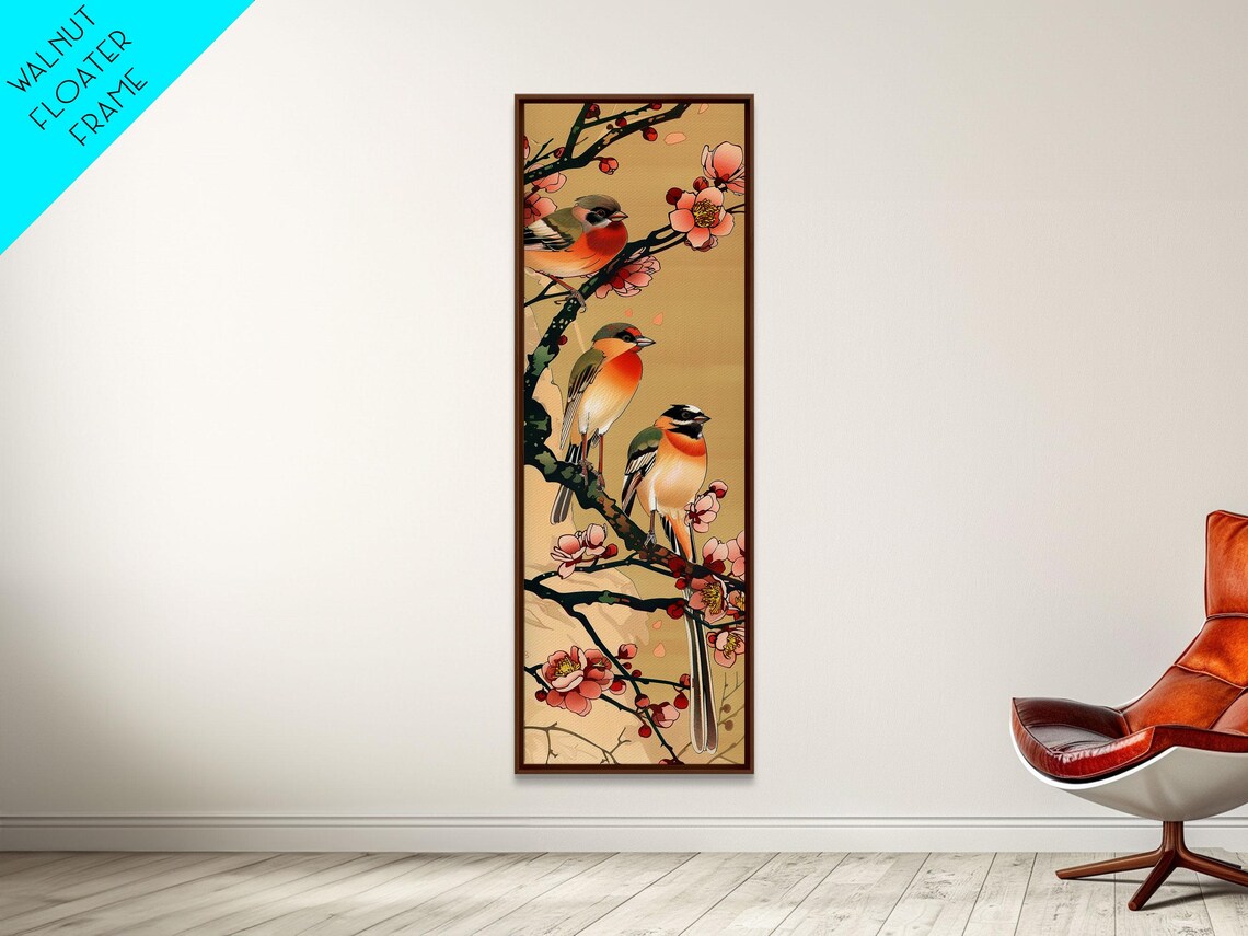 Japanese Ukiyo E Songbirds Blooming Cherry Blossom Branch Poster - Image 3