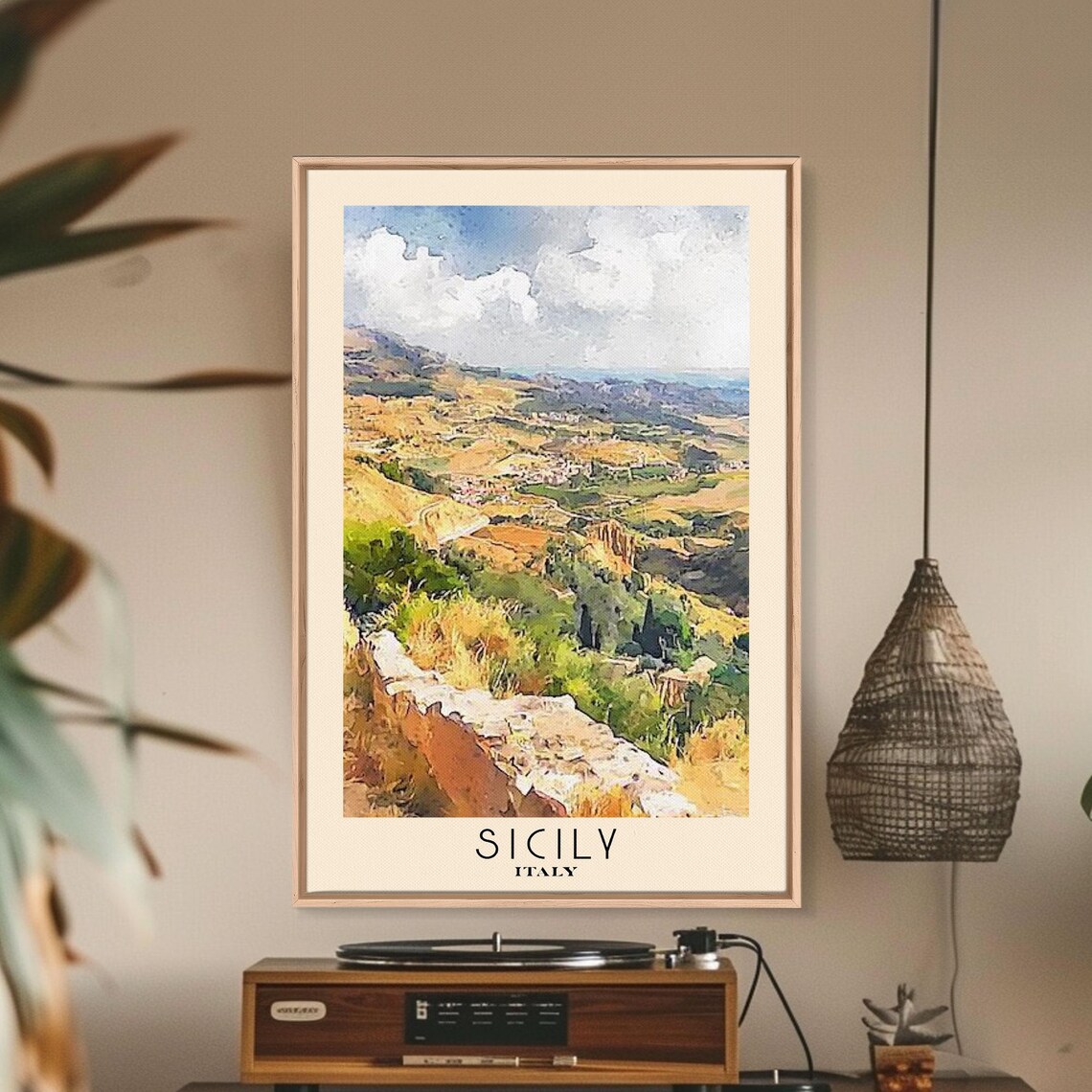 Sicily Italy Watercolor Beach Vacation Art Print - Image 3