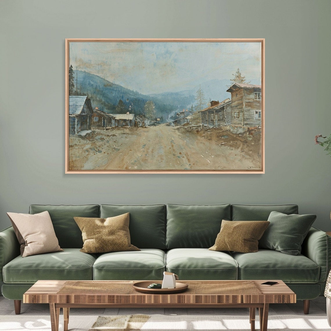 Old Wild West Boom Town Watercolor Mining Street Mountain Town Poster - Image 2