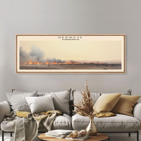 Derweze Panoramic Wall Art Travel Poster Gift For Travel Lover Vacation Gift Turkmenistan Wall Art Home Decor Original Art