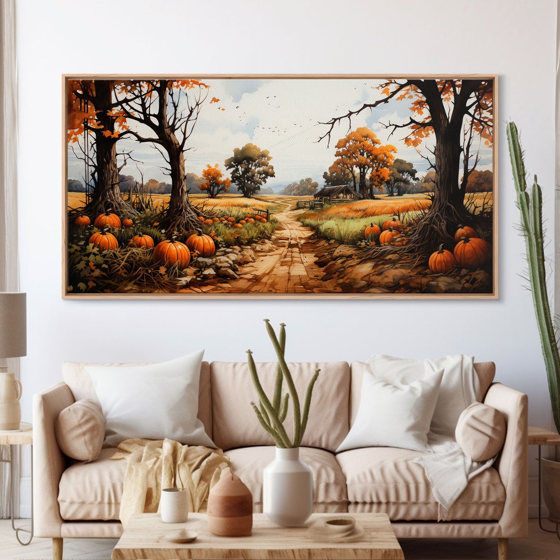 Pumpkin Patch Farm Dirt Road Autumn Trees Rustic Country Poster - Image 3
