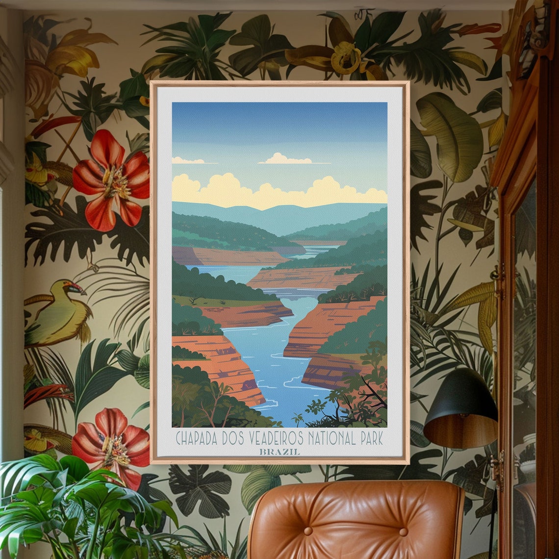 Chapada Dos Veadeiros Brazil Red Cliff River Canyon View Travel Poster - Image 6