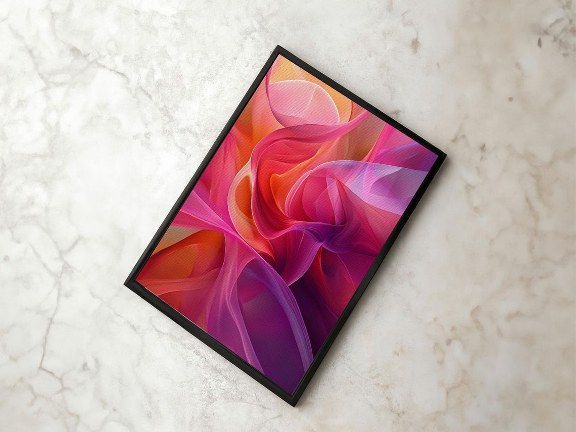 Pink Orange Abstract Fluid Waves Bold Colorful Modern Art Print - Image 6