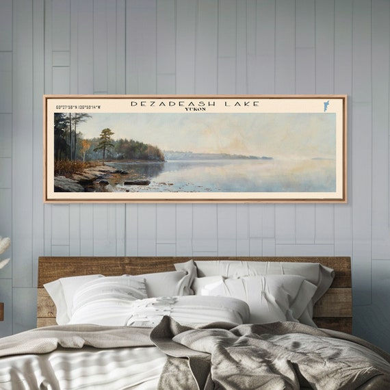 Dezadeash Lake Framed Print Panoramic Lake House Decor Wall Art Travel Poster Rustic Lake Painting Nature Art