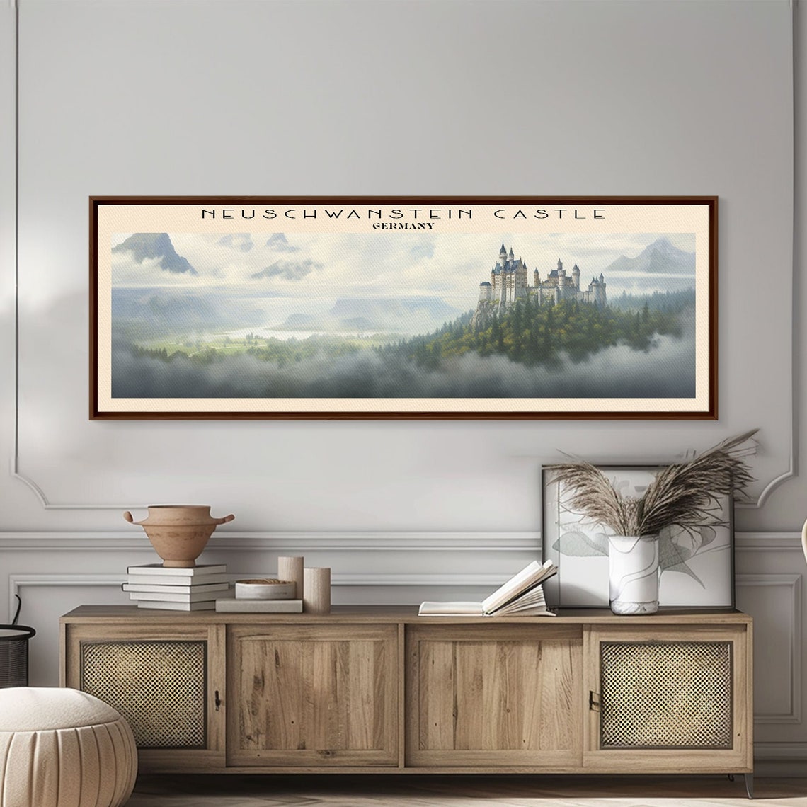 Neuschwanstein Castle Framed Print Travel Poster Panoramic Wall Art Home Decor Gift For Travel Lover Wall Hanging - Image 3