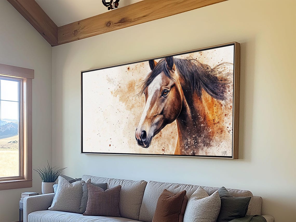 Chestnut Horse Portrait Rustic Watercolor Equestrian Farmhouse Poster