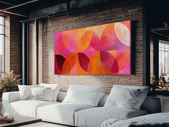 Abstract Geometric Wall Art Pink Shapes Preppy Dorm Room Wall Art Wall Art For Girls Room Or Dorm