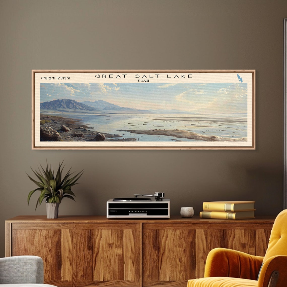 Great Salt Lake Utah Salt Flats Rocky Shore Distant Peaks Poster - Image 5