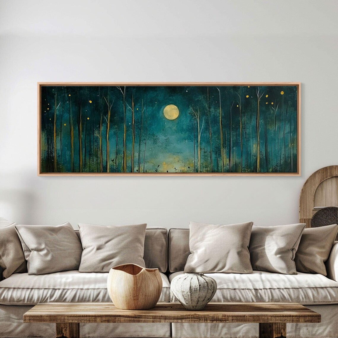 Moon Over the Forest, Vintage Dark Landscape Art Print - Image 4