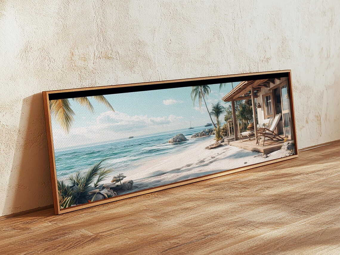 Tropical Beach Coastal Landscape Art Print, Nautical Decor - Image 5