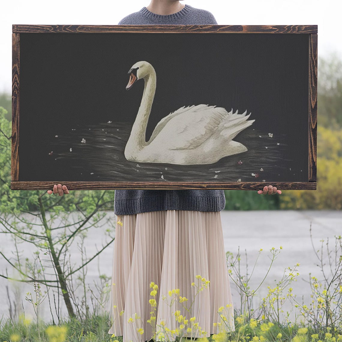 The Black Swan Vintage Framed Art Retro Framed Vintage Print Vintage Painting Black Swan Art Girls Room Or Nursery Print - Image 2