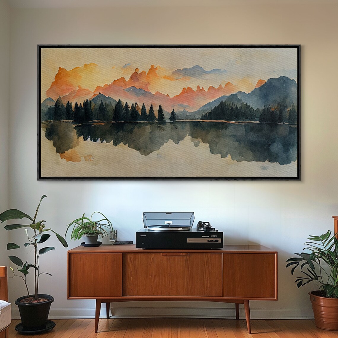 Forest Fire Watercolor Landscape Art Print, Living Room - Image 5